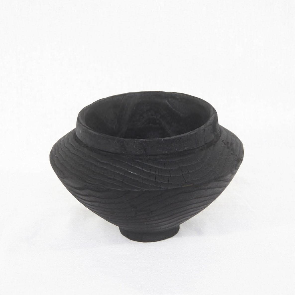 Dark Wood Handmade Black Bowl, textured home decor item.